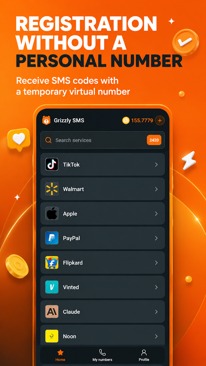 Grizzly SMS: Virtual Numbers screenshot