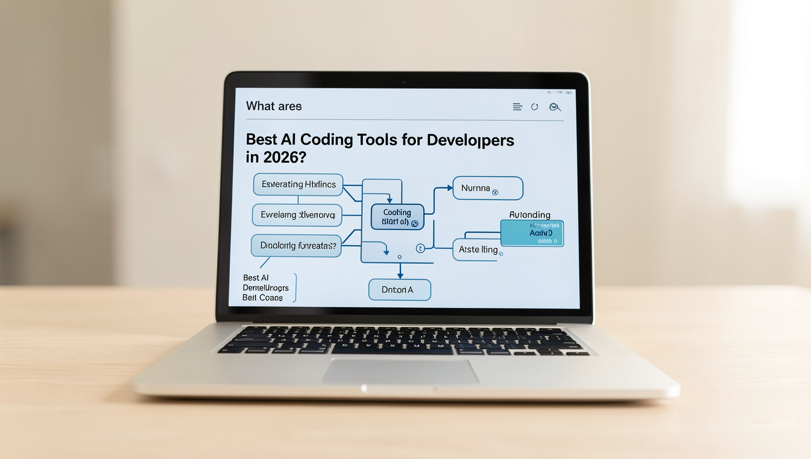 Diagram showcasing top AI coding tools for developers in 2026 with detailed features.