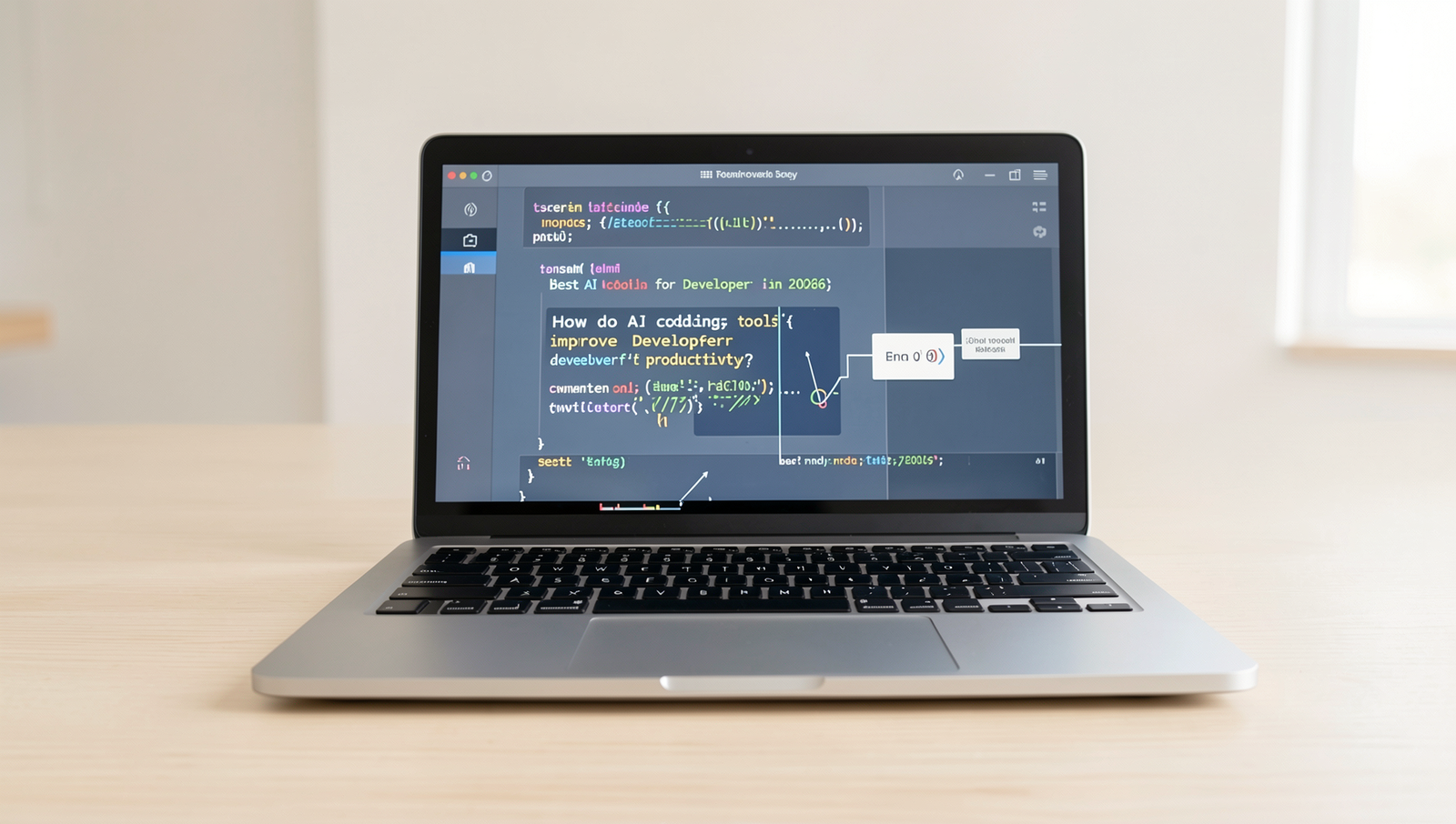 Diagram illustrating AI coding tools enhancing developer productivity with key features.