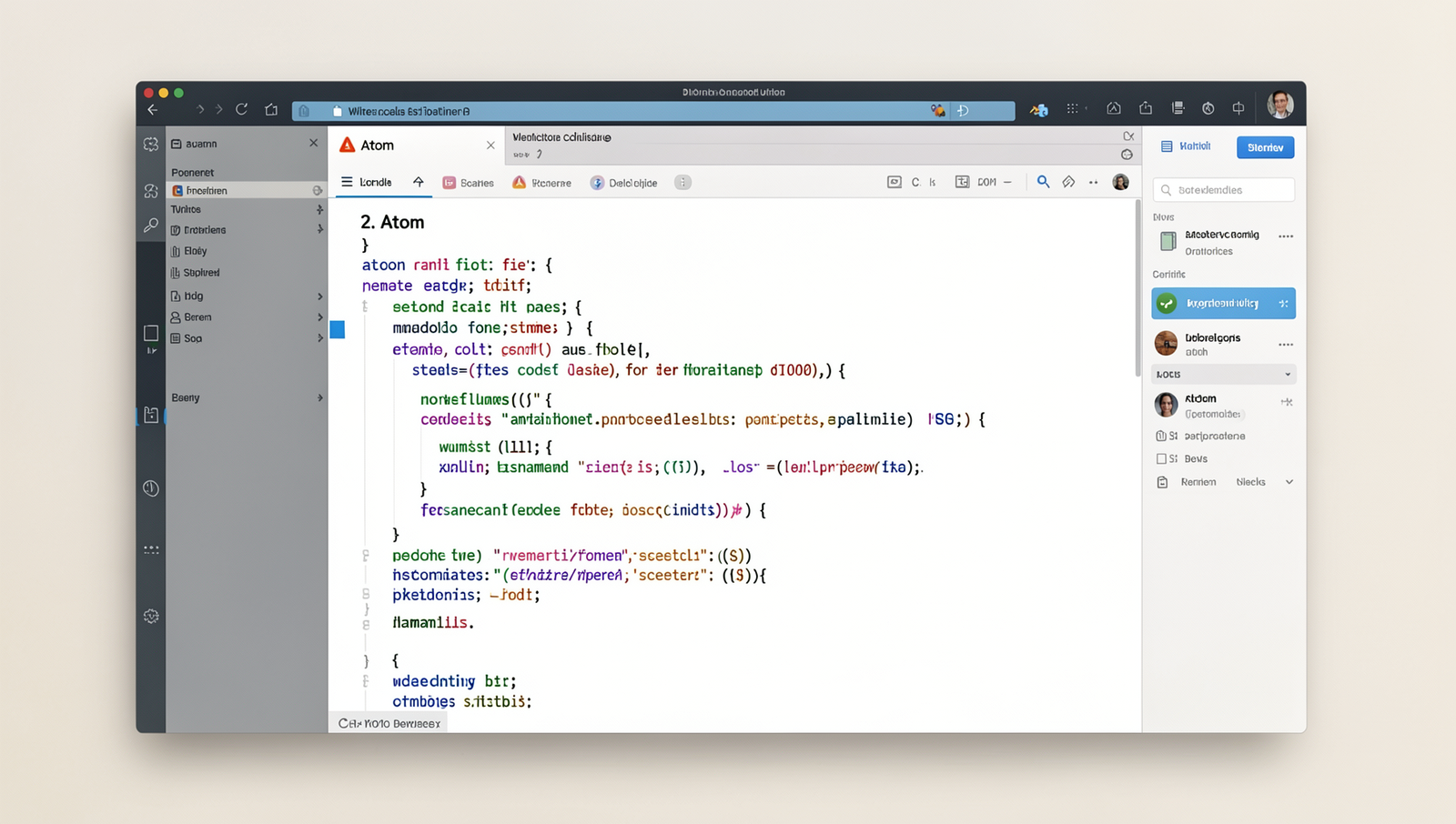 Photorealistic Atom code editor interface showcasing collaborative features.