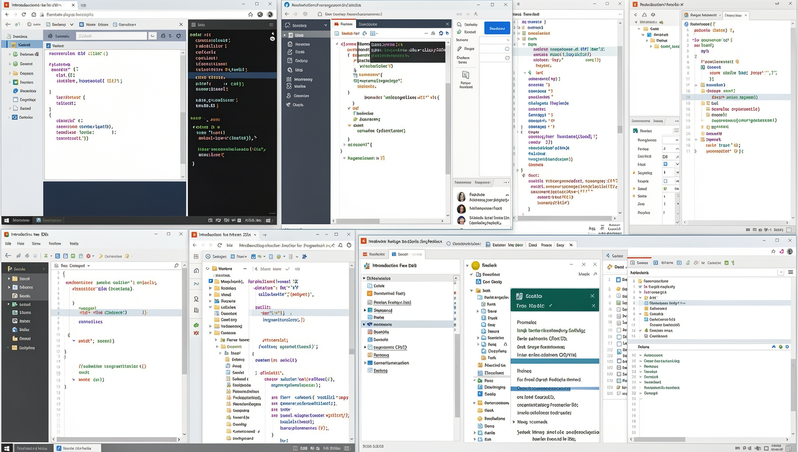 Collage of various free IDE interfaces showcasing programming tools for 2026.