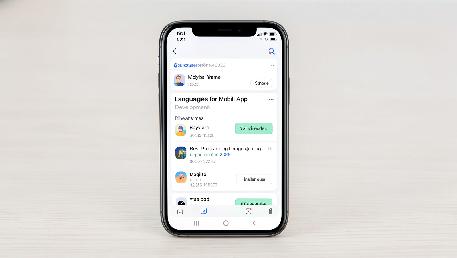 Mobile devices showcasing diverse app interfaces for programming languages.