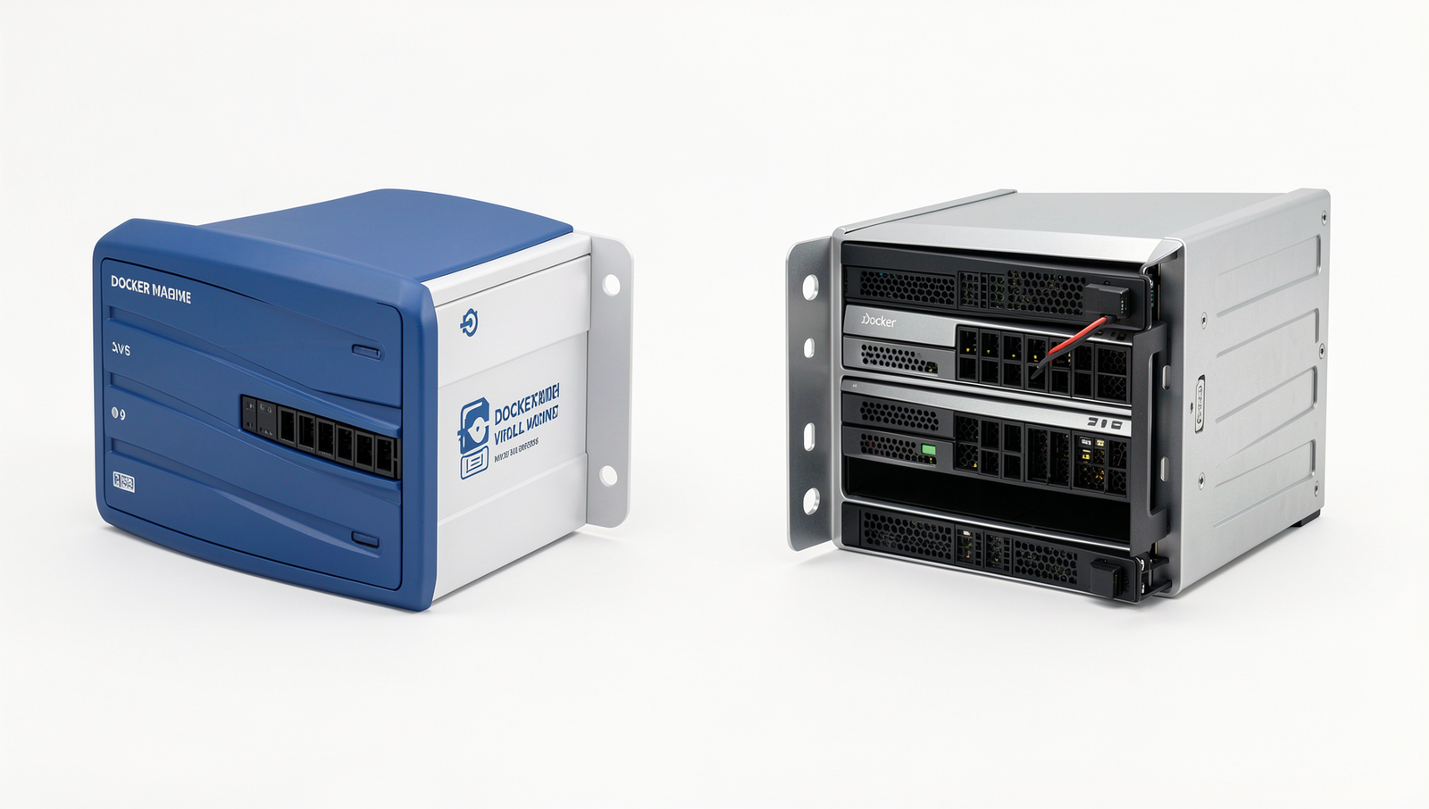 Visual comparison of Docker containers and Virtual Machines in a technical diagram.