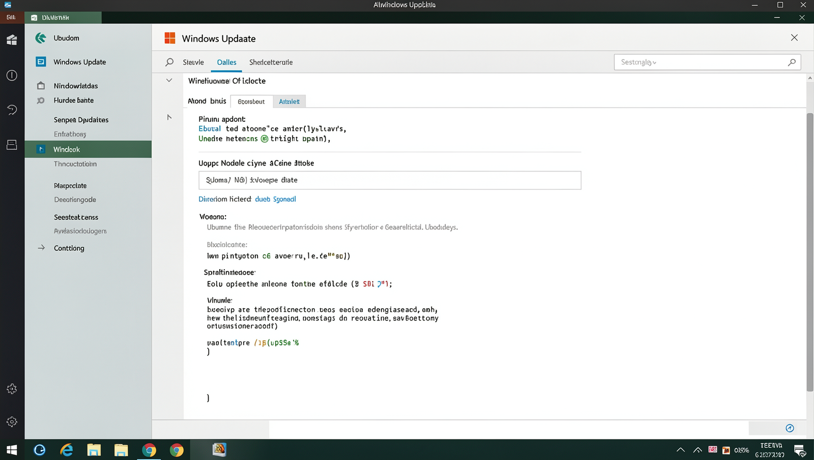 Screenshot of Windows Update settings on a computer screen with natural lighting.