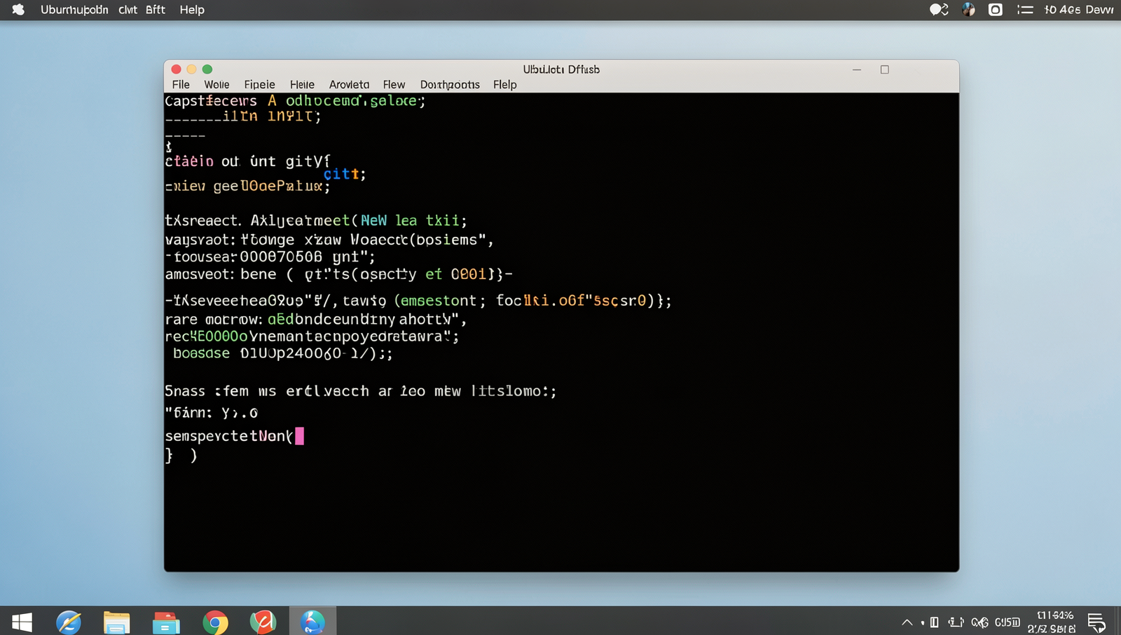 Photorealistic terminal displaying the 'git init' command in a new project directory.