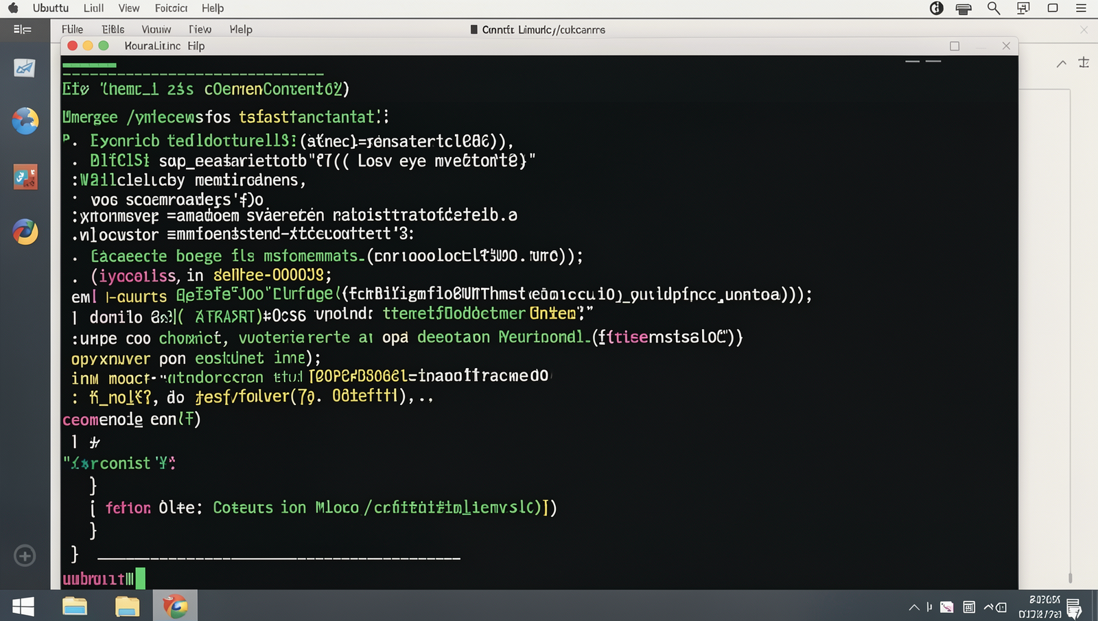 Terminal displaying merge command and conflict resolution in Linux environment.
