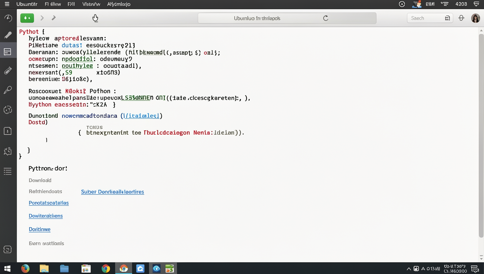 Screenshot of the Python download page on a Linux desktop with realistic UI.