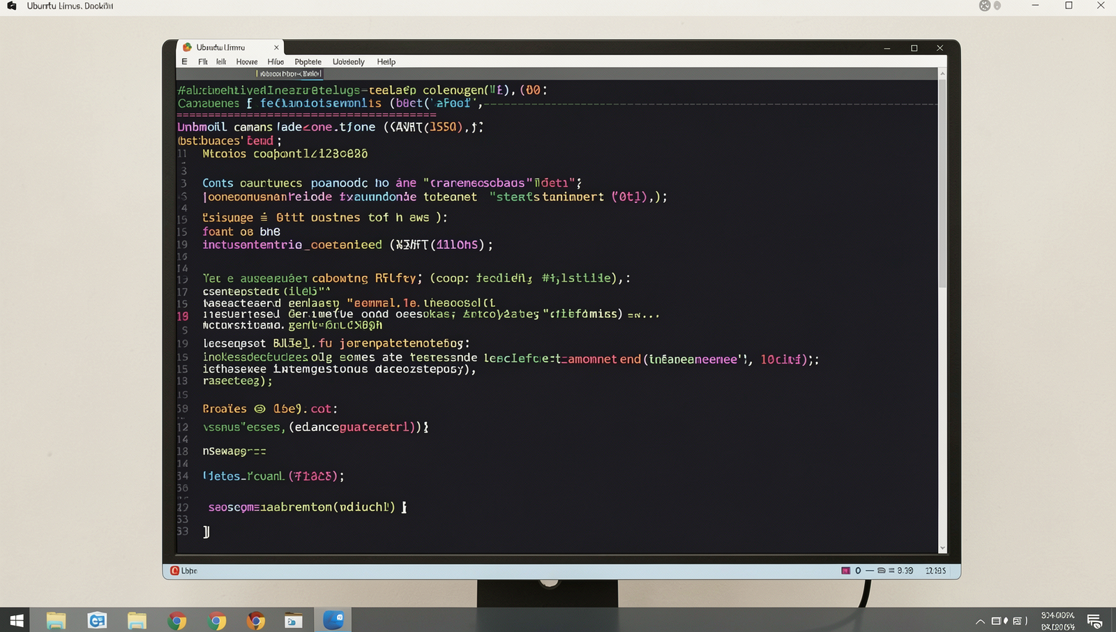 Photorealistic image of a Linux desktop showing Python installation progress on a terminal.