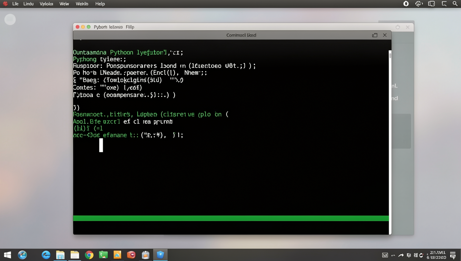 Screenshot of command prompt displaying Python version on a Linux desktop.