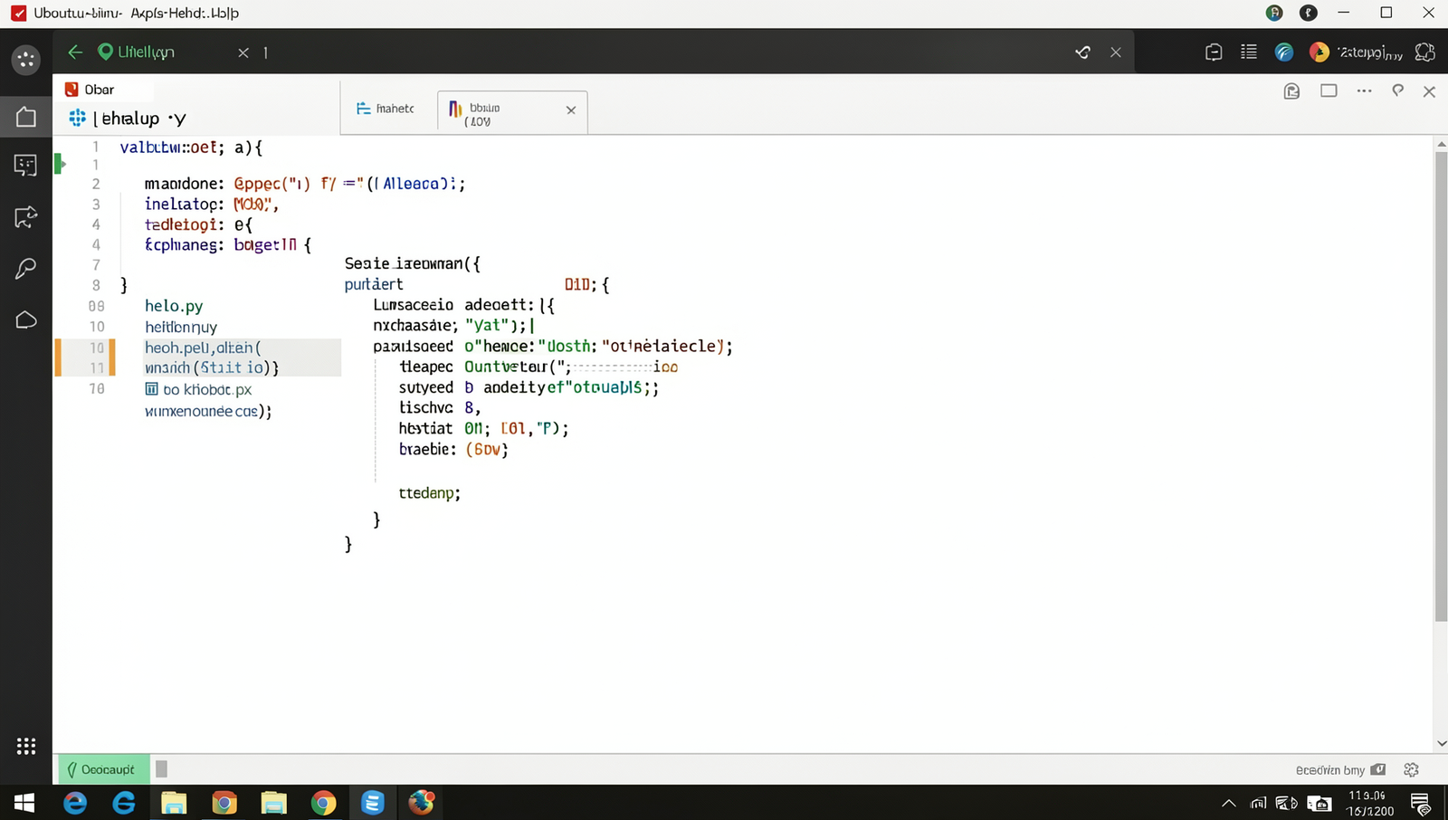Screenshot of a code editor displaying the 'hello.py' file in a Linux environment.