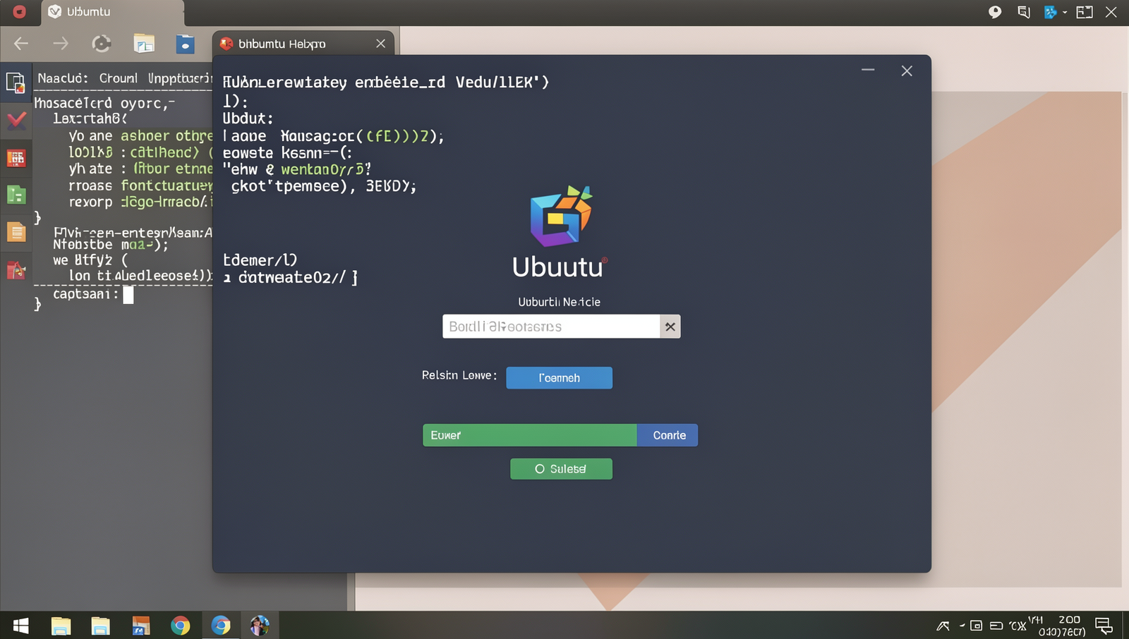 Photorealistic screenshot of the Ubuntu login screen on a computer monitor.