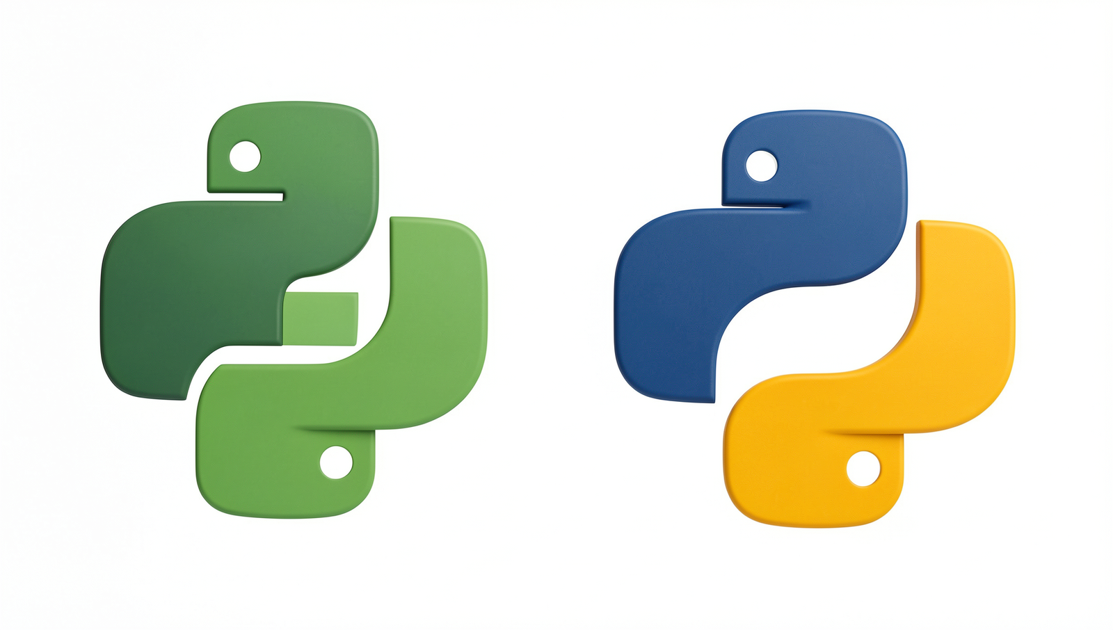 Side-by-side comparison of Java and Python logos in a photorealistic style.