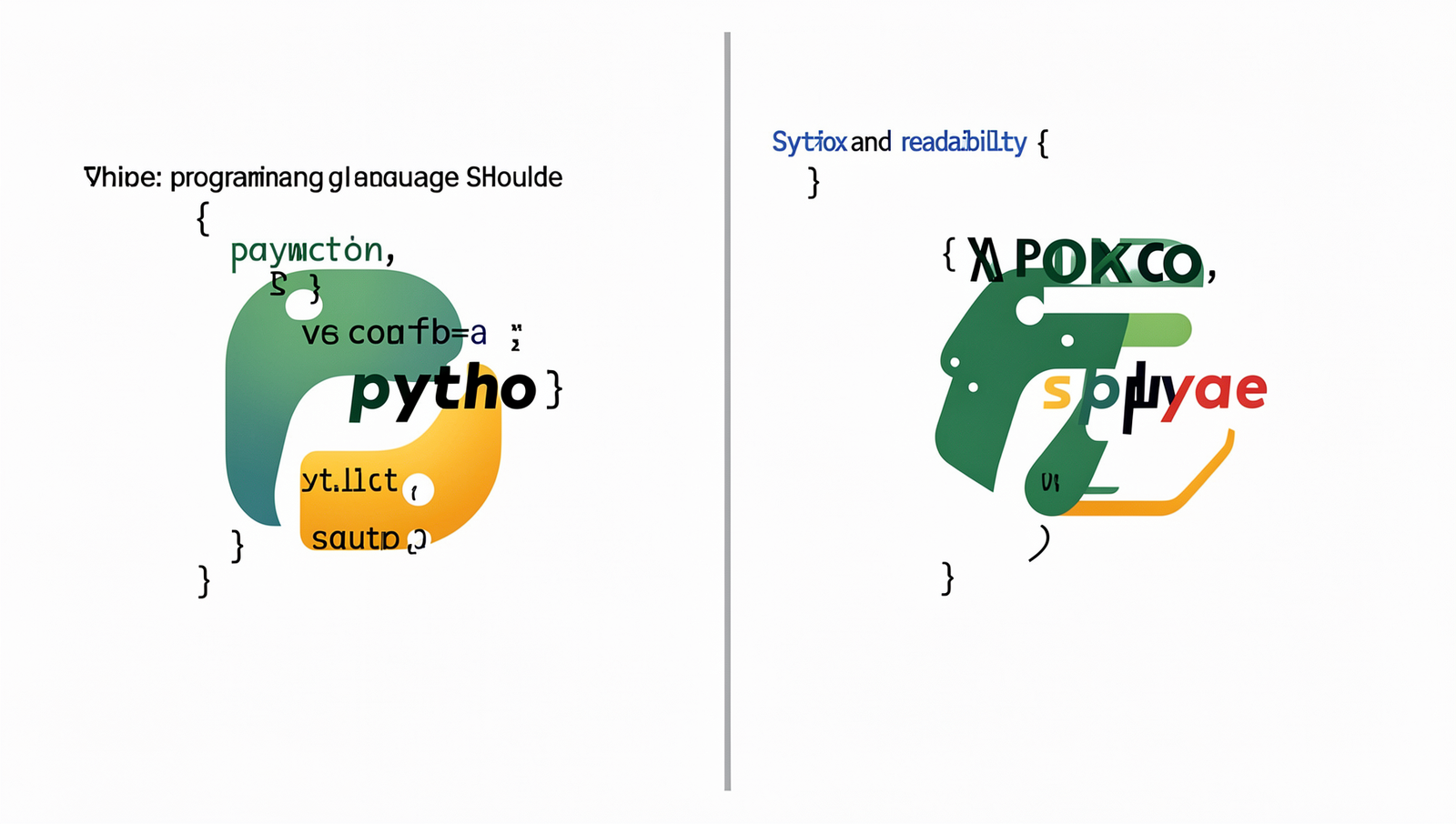 Side-by-side comparison of Python and JavaScript code snippets highlighting syntax and readability.
