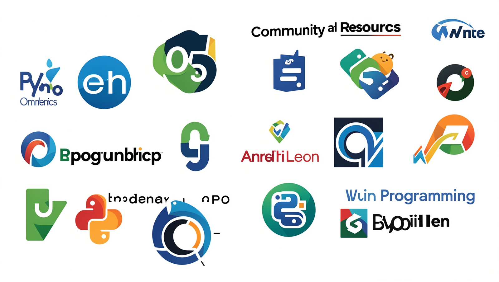 Collage of popular programming community logos for Python and JavaScript.