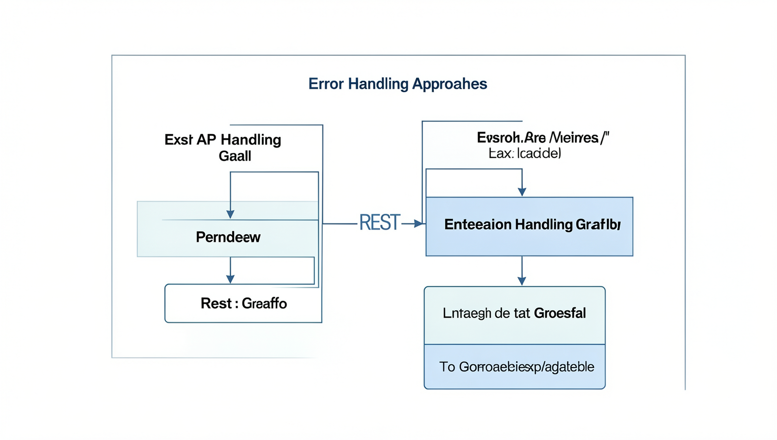 Detailed diagram comparing error handling in REST and GraphQL APIs.