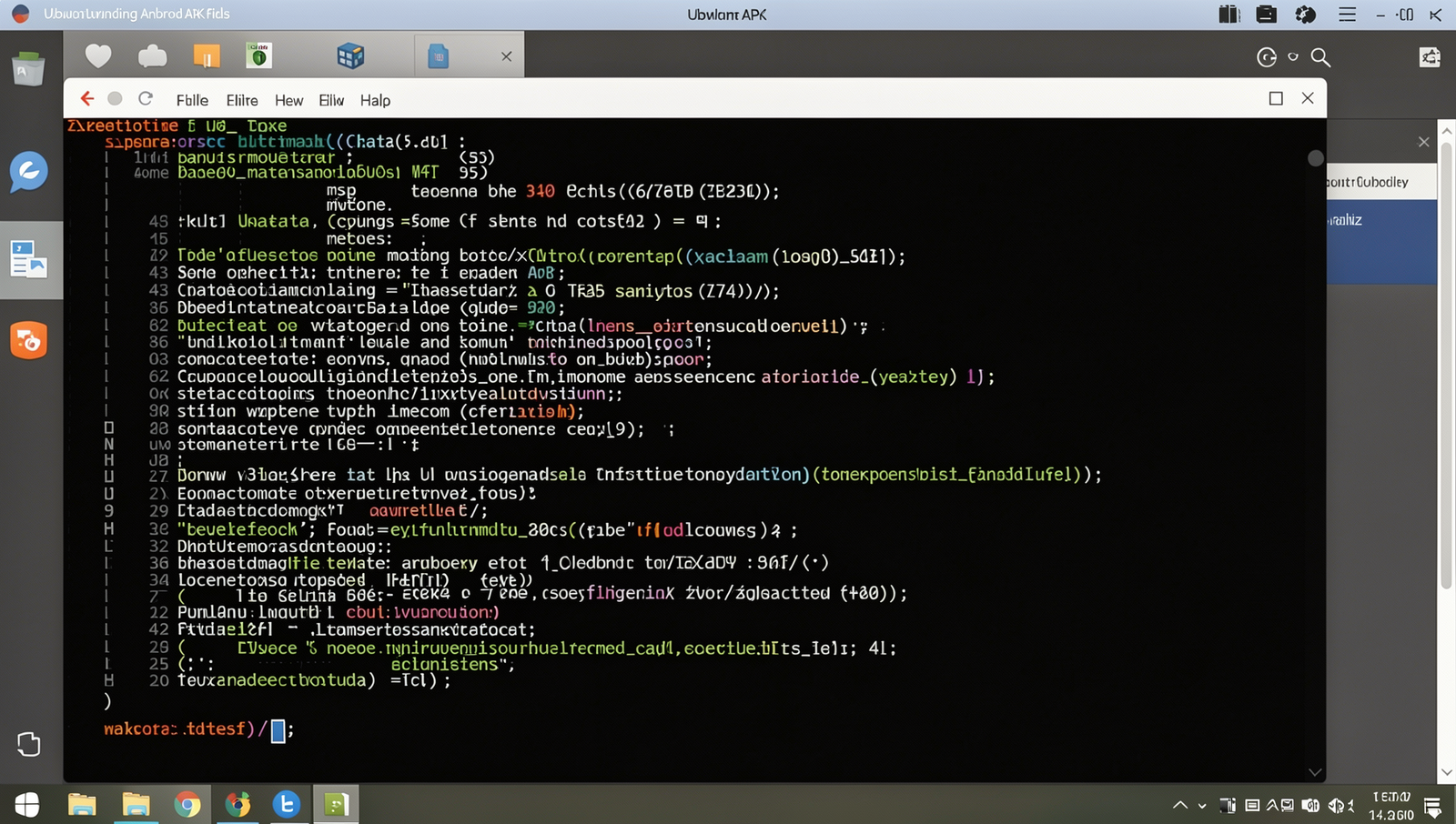 Realistic computer screen displaying a Linux terminal downloading Android APK files.