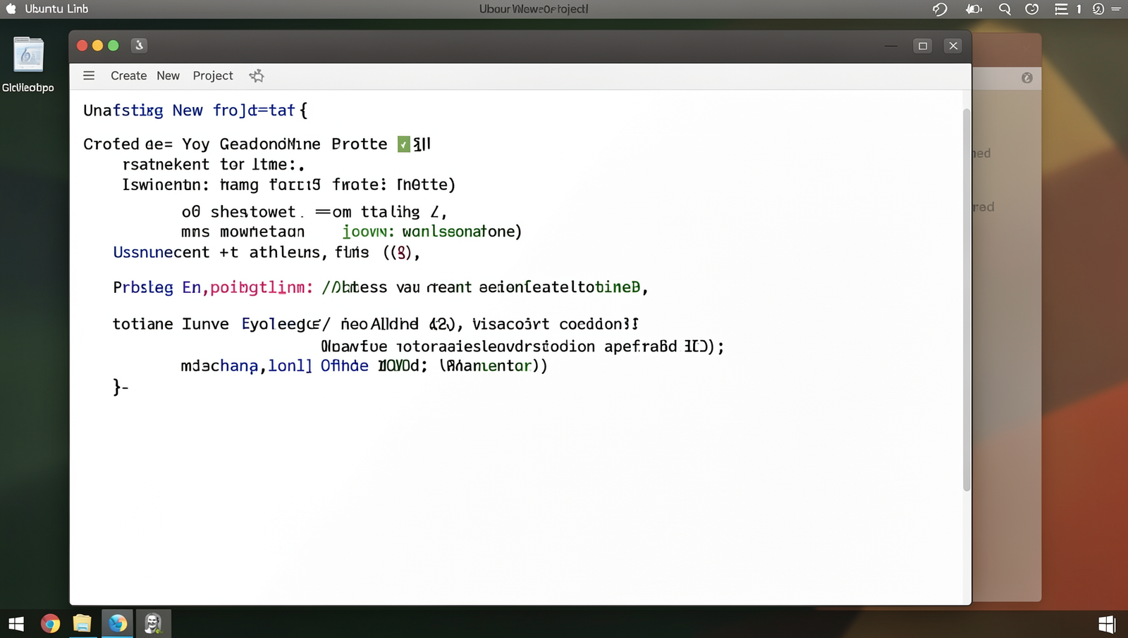 Screenshot of the 'Create New Project' option in a Linux desktop environment.