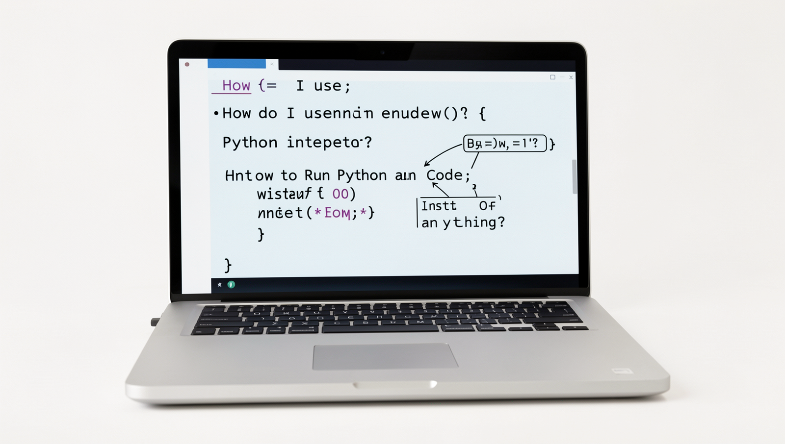 Diagram illustrating steps to use an online Python interpreter for coding.