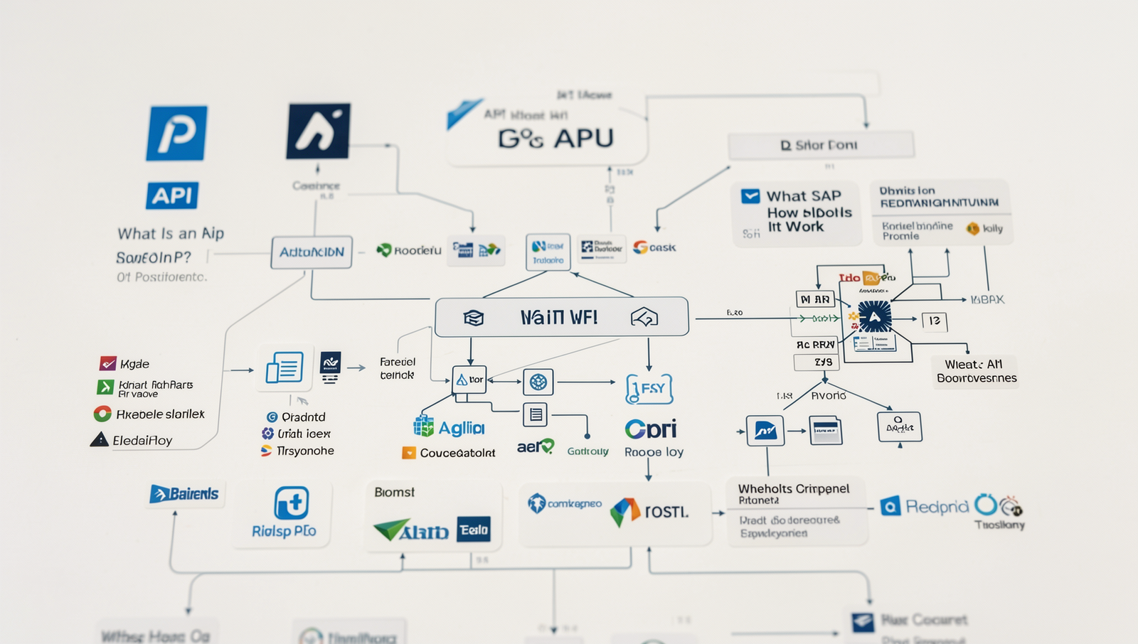 Detailed visual representation of various types of APIs in a technical diagram style.