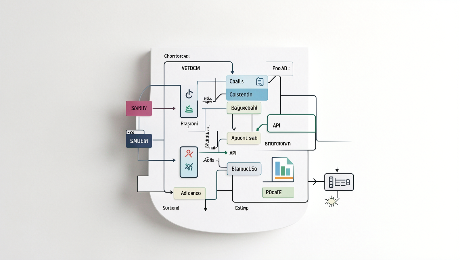 Illustration depicting common API challenges in a detailed and realistic style.