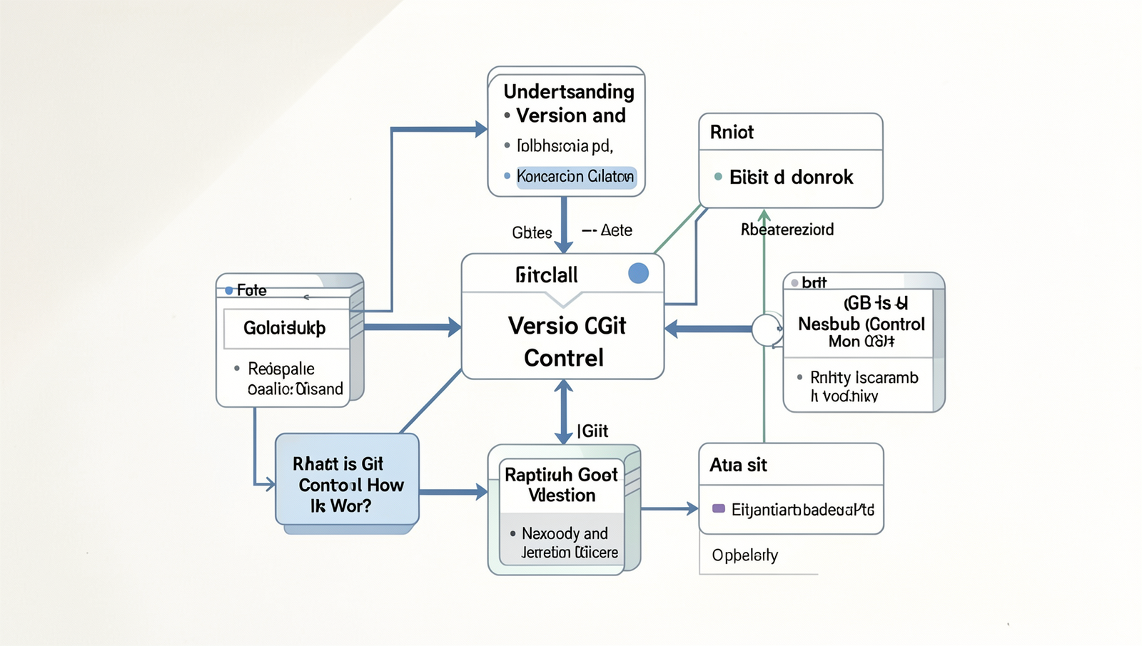 Detailed diagram illustrating Git version control concepts with natural lighting.