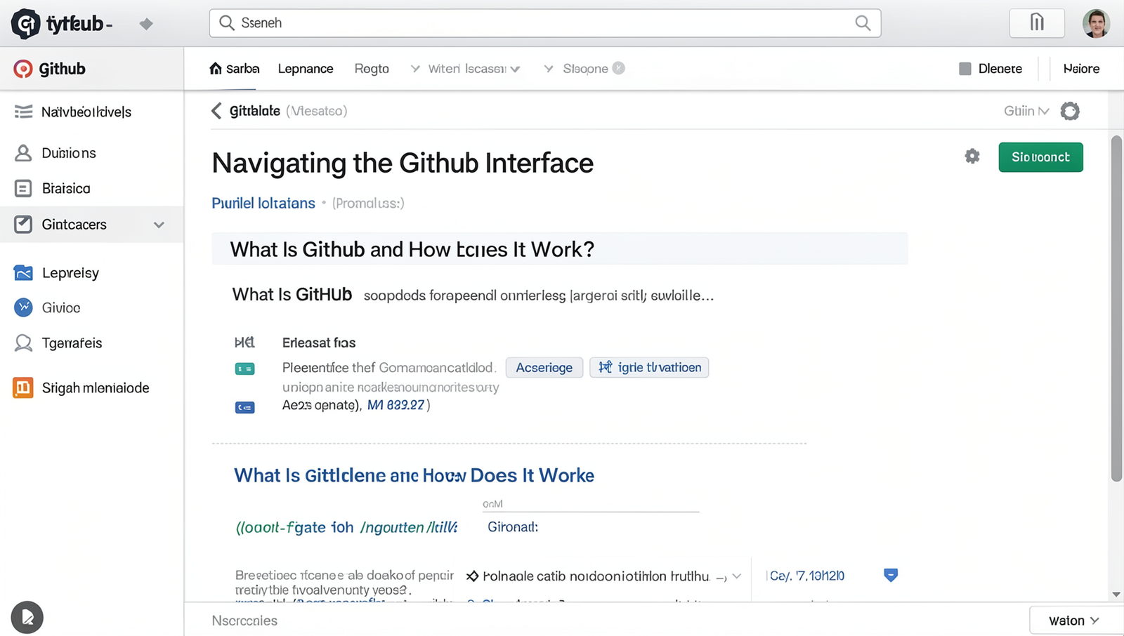 Screenshot of GitHub interface highlighting key features for navigation.