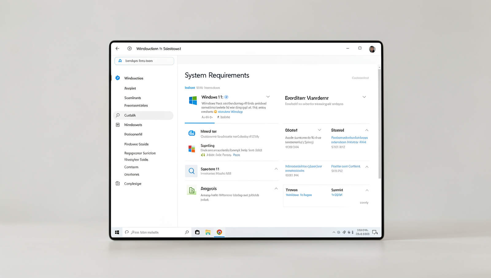 Detailed visual representation of Windows 11 features and system requirements.